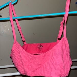 ALO Yoga Pink Ribbed Manifest Bra